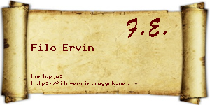 Filo Ervin névjegykártya